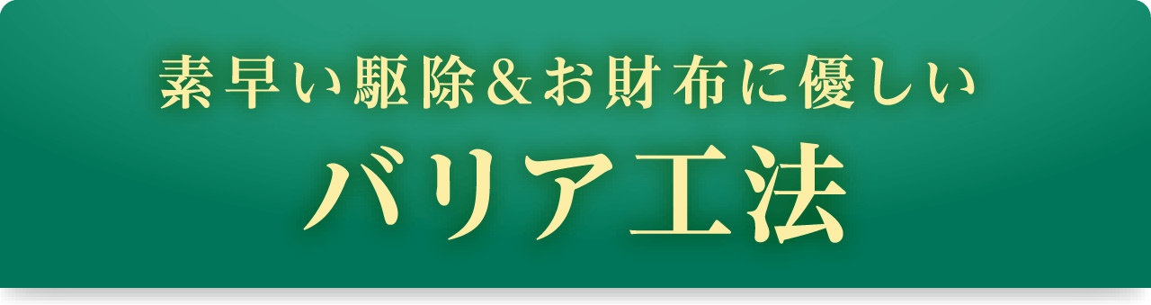 素早い駆除&お財布に優しいバリア工法
